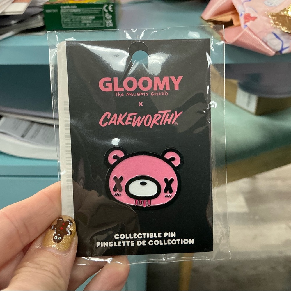 Gloomy Bear Pink Collectible Pin by Cakeworthy